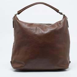 Pre Owned Givenchy Brown Leather Side Zip Hobo