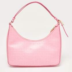 مملوكة مسبقًا Givenchy Pink Monogram Coated Canvas and Leather Small Moon Cut Shoulder Bag