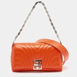 Pre Owned Givenchy Orange Quilted Leather 4G Chain Shoulder Bag