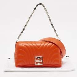 Pre Owned Givenchy Orange Quilted Leather 4G Chain Shoulder Bag