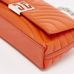 Pre Owned Givenchy Orange Quilted Leather 4G Chain Shoulder Bag