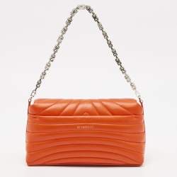 Pre Owned Givenchy Orange Quilted Leather 4G Chain Shoulder Bag