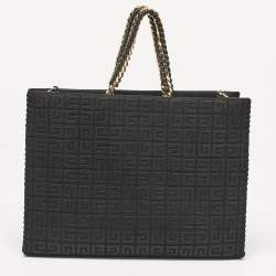 Givenchy Black Monogram Embroidered Canvas G Tote