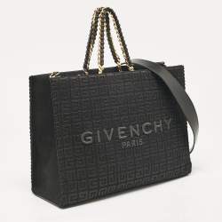 Givenchy Black Monogram Embroidered Canvas G Tote