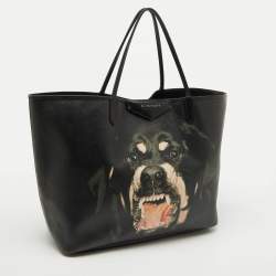 Givenchy Black Leather Antigona Rottweiler Print Shopper Tote 