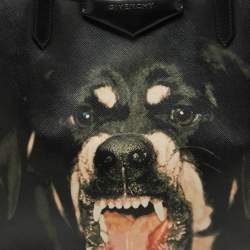 Givenchy Black Leather Antigona Rottweiler Print Shopper Tote 