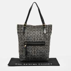 Givenchy Grey/Black Monogram Canvas and Leather Tassel Zip Tote