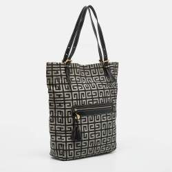 Givenchy Grey/Black Monogram Canvas and Leather Tassel Zip Tote