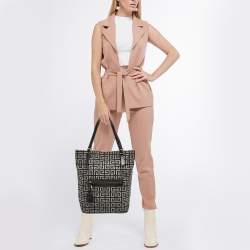 Givenchy Grey/Black Monogram Canvas and Leather Tassel Zip Tote