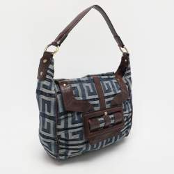 Givenchy Blue/Brown Fabric and Leather Shoulder Bag