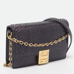 Givenchy Plum Snakeskin 4G Chain Clutch