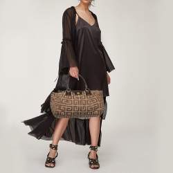 Givenchy Brown/Beige Monogram Canvas and Leather Double Zip Tote