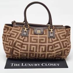 Givenchy Brown/Beige Monogram Canvas and Leather Double Zip Tote