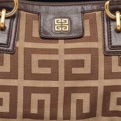 Givenchy Brown/Beige Monogram Canvas and Leather Double Zip Tote