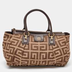 Givenchy Brown/Beige Monogram Canvas and Leather Double Zip Tote