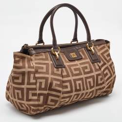 Givenchy Brown/Beige Monogram Canvas and Leather Double Zip Tote