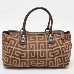 Givenchy Brown/Beige Monogram Canvas and Leather Double Zip Tote