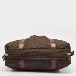 Givenchy Brown/Olive Green Monogram Nylon and Leather Shoulder Bag