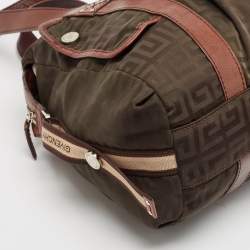 Givenchy Brown/Olive Green Monogram Nylon and Leather Shoulder Bag
