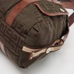 Givenchy Brown/Olive Green Monogram Nylon and Leather Shoulder Bag