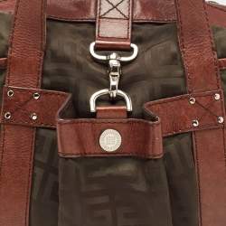 Givenchy Brown/Olive Green Monogram Nylon and Leather Shoulder Bag
