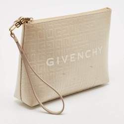 Givenchy Beige Monogram Coated Canvas Logo Detail 4G Pouch