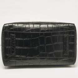 Givenchy Black Croc Embossed Leather Medium Antigona Satchel