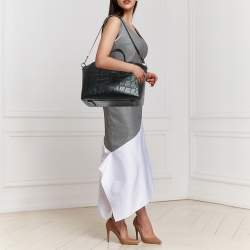 Givenchy Black Croc Embossed Leather Medium Antigona Satchel