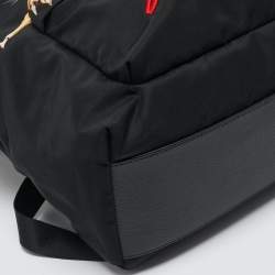 Givenchy Black Leather and Nylon Lion Print Backpack