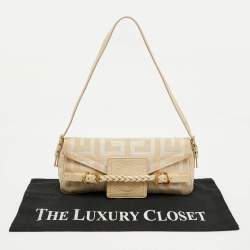 Givenchy Cream/Beige Monogram Canvas and Leather Flap Baguette Bag