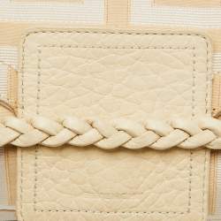 Givenchy Cream/Beige Monogram Canvas and Leather Flap Baguette Bag