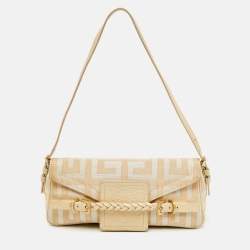 Givenchy Cream/Beige Monogram Canvas and Leather Flap Baguette Bag