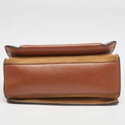 Givenchy Brown/Orange Leather and Suede Small GV3 Shoulder Bag