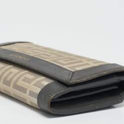Givenchy Beige/Grey Monogram Canvas and Leather Continental Wallet