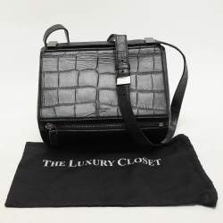 مملوكة مسبقًا Givenchy Black Croc Embossed Leather Pandora Shoulder Bag