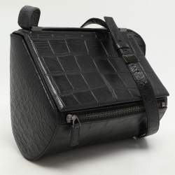 مملوكة مسبقًا Givenchy Black Croc Embossed Leather Pandora Shoulder Bag