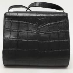 مملوكة مسبقًا Givenchy Black Croc Embossed Leather Pandora Shoulder Bag