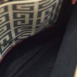Pre Owned Givenchy White/Burgundy Signature Coated Canvas & Patent Leather Crossbody Bag