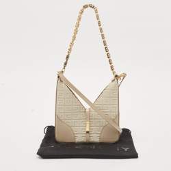 Givenchy Beige Monogram Canvas and Leather Small Cut Out Chain Bag 