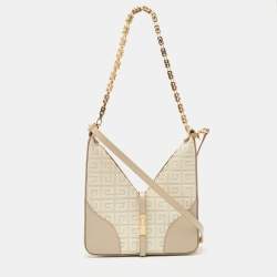 Givenchy Beige Monogram Canvas and Leather Small Cut Out Chain Bag 