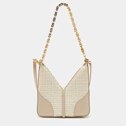 Givenchy Beige Monogram Canvas and Leather Small Cut Out Chain Bag 