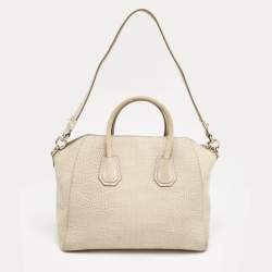 Givenchy Light Beige Croc Embossed Suede Medium Antigona Satchel