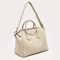 Givenchy Light Beige Croc Embossed Suede Medium Antigona Satchel
