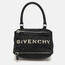 Givenchy Black/Cream Nylon and Leather Small Pandora Shoulder Bag