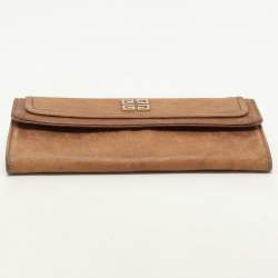 Givenchy Brown Nubuck Leather Flap Continental Wallet