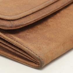 Givenchy Brown Nubuck Leather Flap Continental Wallet