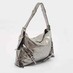 Pre Owned Givenchy Metallic Grey Leather Medium Corset Voyou Shoulder Bag