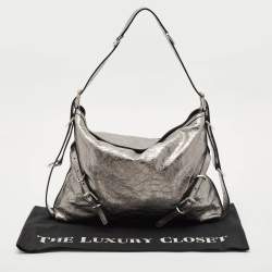 Pre Owned Givenchy Metallic Grey Leather Medium Corset Voyou Shoulder Bag