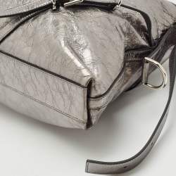 Pre Owned Givenchy Metallic Grey Leather Medium Corset Voyou Shoulder Bag