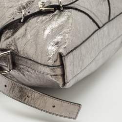 Pre Owned Givenchy Metallic Grey Leather Medium Corset Voyou Shoulder Bag